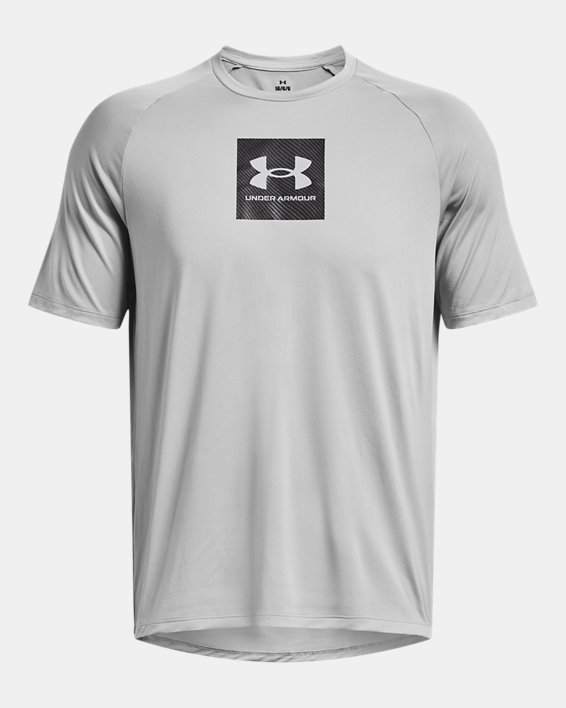 Men's UA Tech™ Print Fill Short Sleeve in Gray image number 4